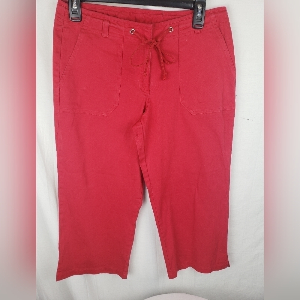 No Boundaries Stretch Y2K Red Capri Pants with DrawString Sz 11